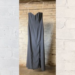 after six 6775 style grey blue strapless bridesmaid dress [size 4]